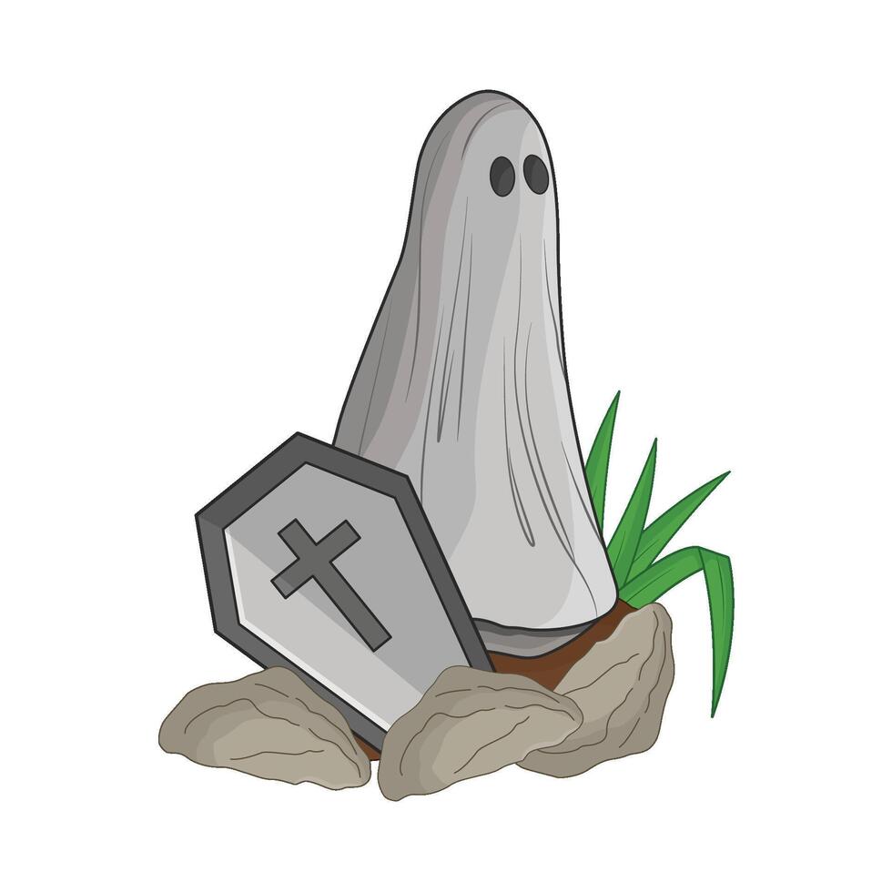 illustration of ghost with coffin vector