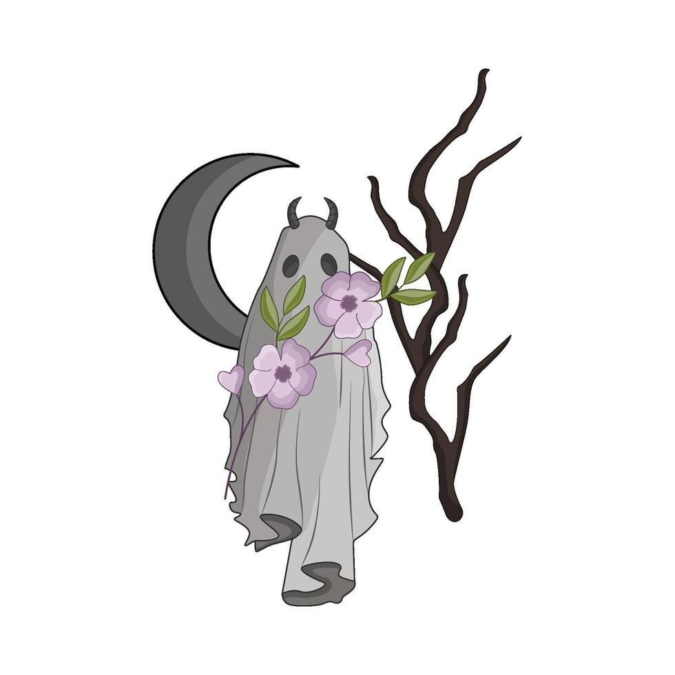 illustration of ghost with flower vector
