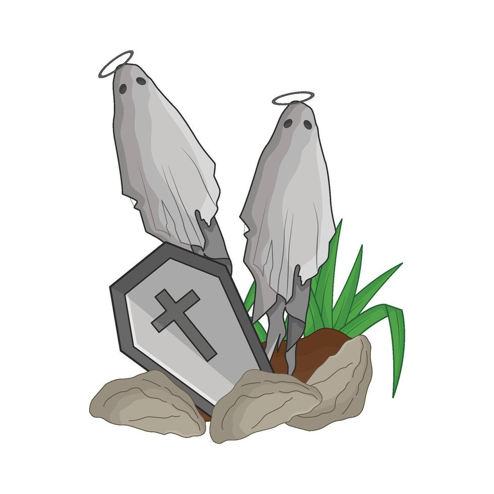 illustration of ghost with coffin vector