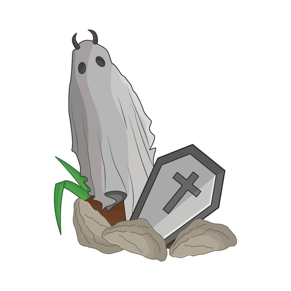 illustration of ghost with coffin vector