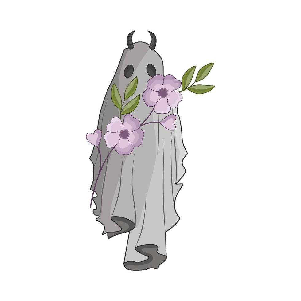 illustration of ghost with flower vector