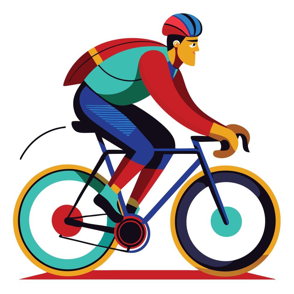 Man curvy body cyclist rides withe white bacground Silhouette illustration vector