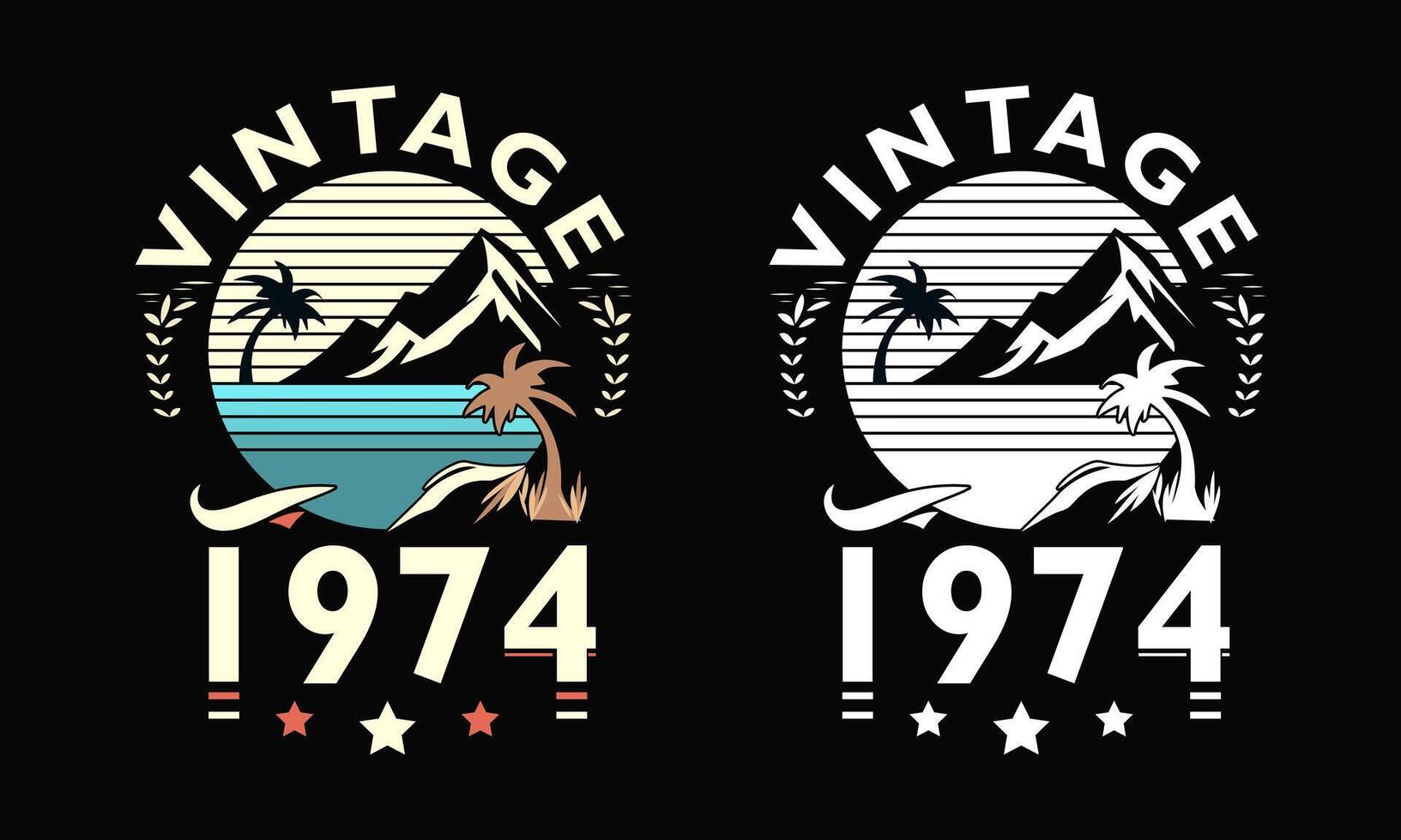 Vintage 1974 Birthday T Shirt Design vector
