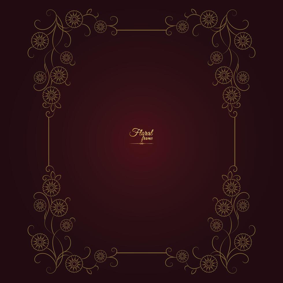 Decorative floral Gold frame and border Frame vector
