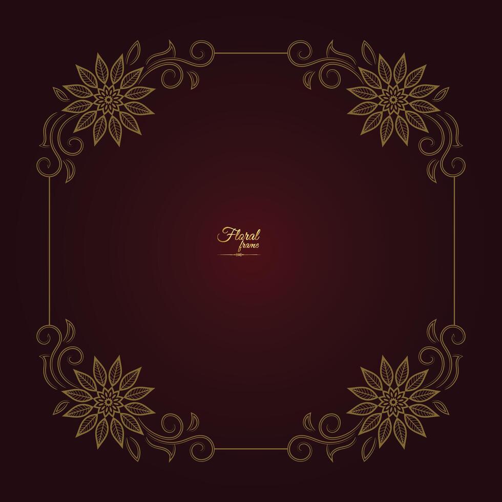 Decorative floral Gold frame and border Frame vector