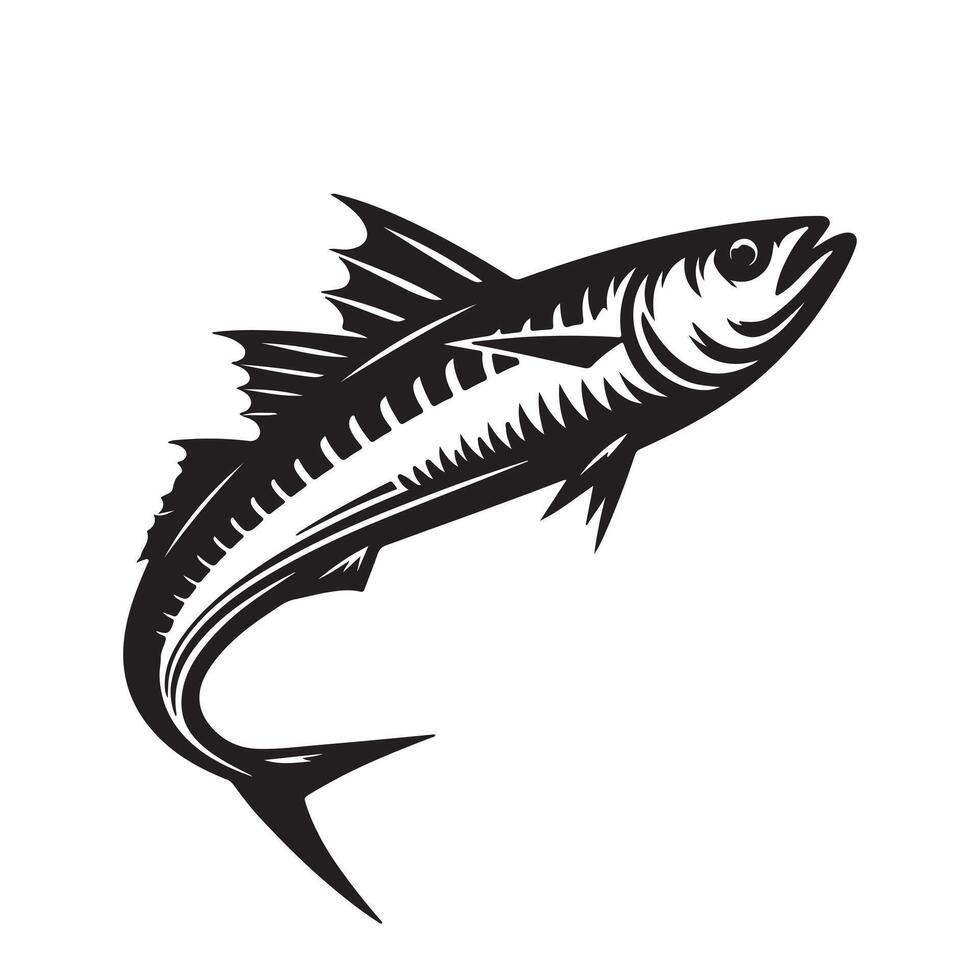 Sardine silhouette illustration art. sardine silhouette design for logo icon. sardine icon, black sign with editable strokes. vector