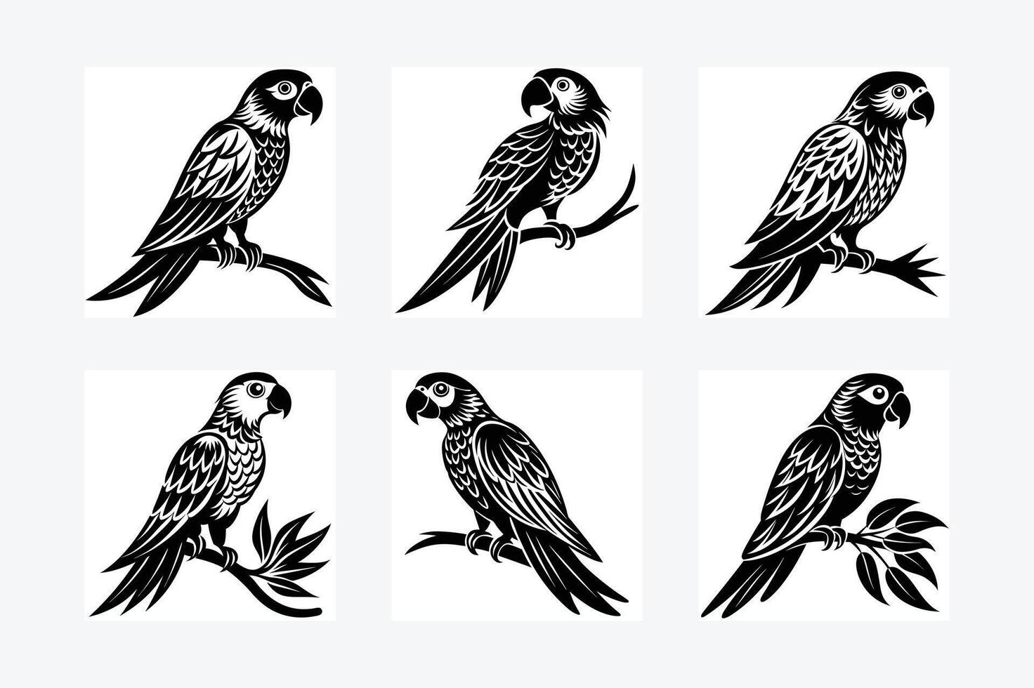 parrot perched Silhouette illustration vector