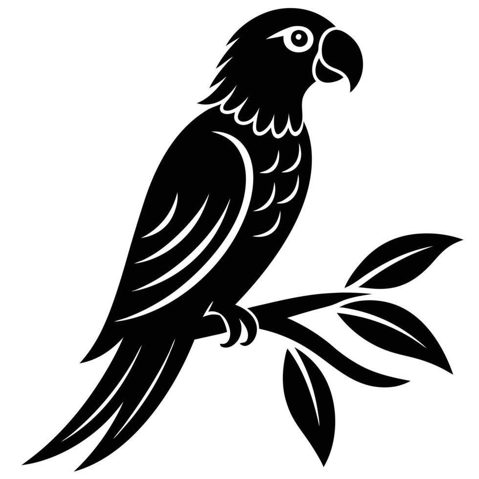 parrot perched Silhouette illustration vector