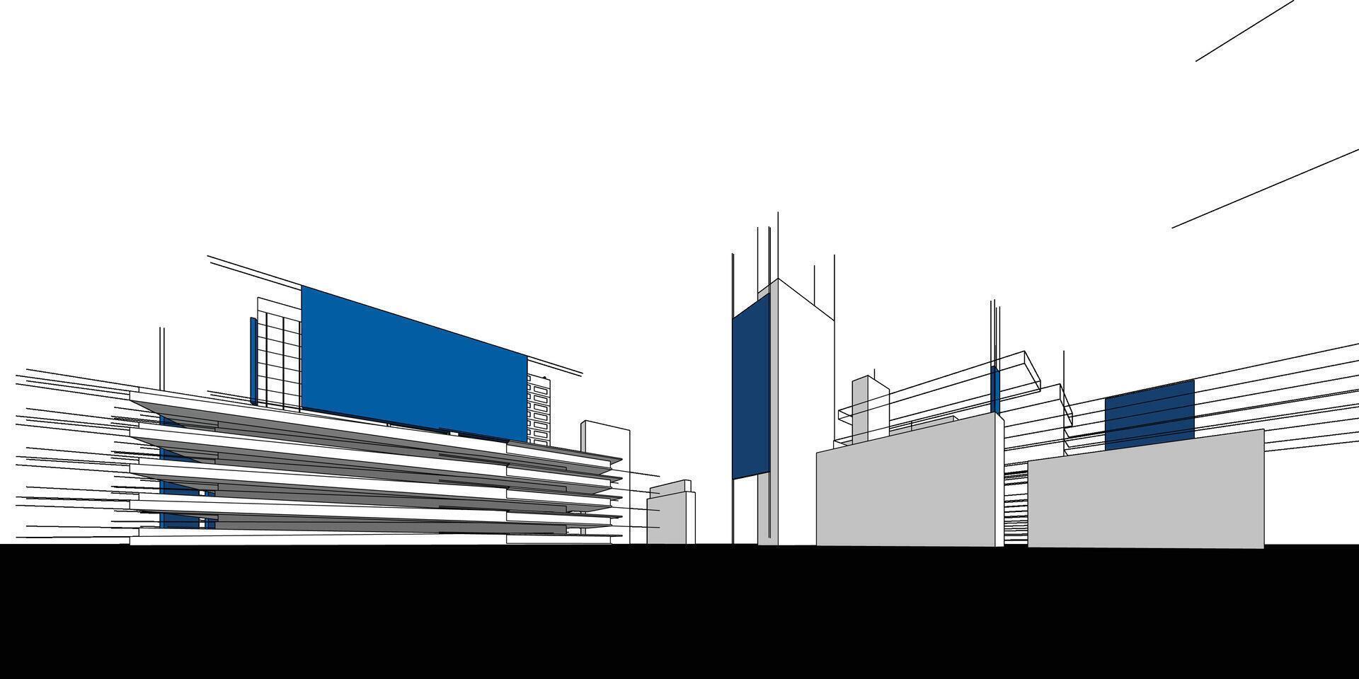 3D Architectural Perspective and Sketch Designs vector