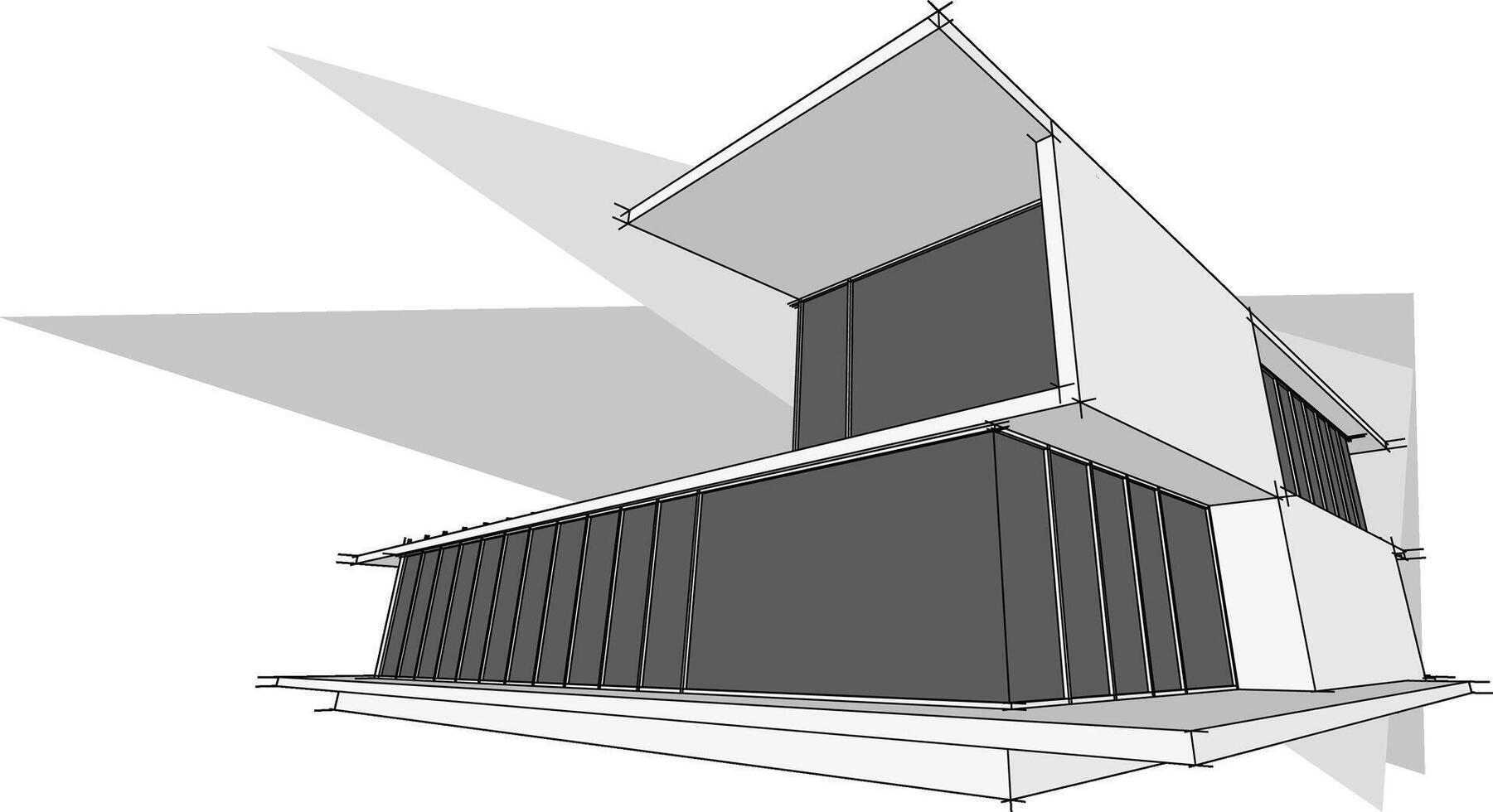 3D Architectural Perspective and Sketch Designs vector