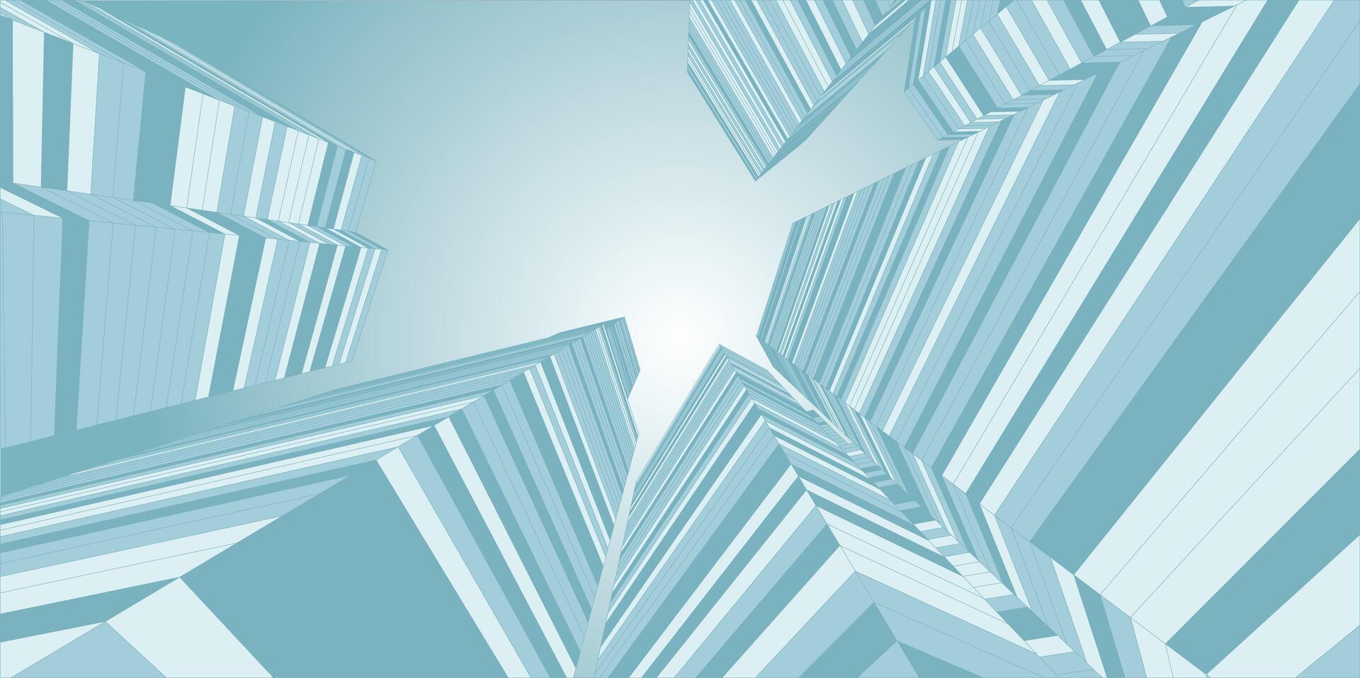 This illustration presents a background of towering skyscrapers in a bustling, modern metropolis. The cityscape is filled with sleek, high-rise buildings vector