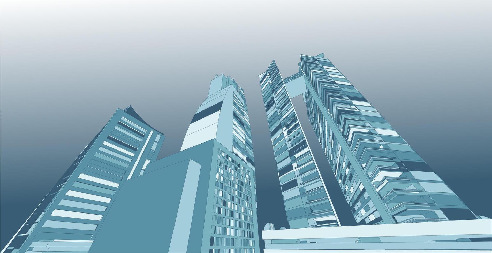 Illustration of Modern High-Rise Residential Architecture in a Metropolis vector