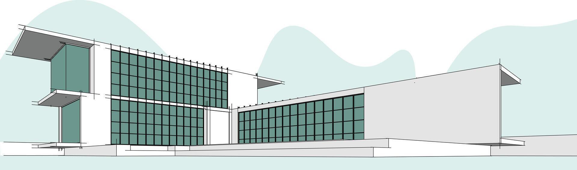 3D Architectural Perspective and Sketch Designs vector