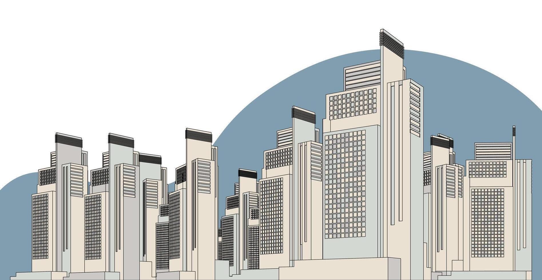 Illustration of Modern High-Rise Residential Architecture in a Metropolis vector