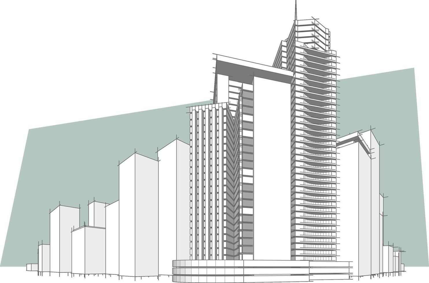 3D Architectural Perspective and Sketch Designs vector