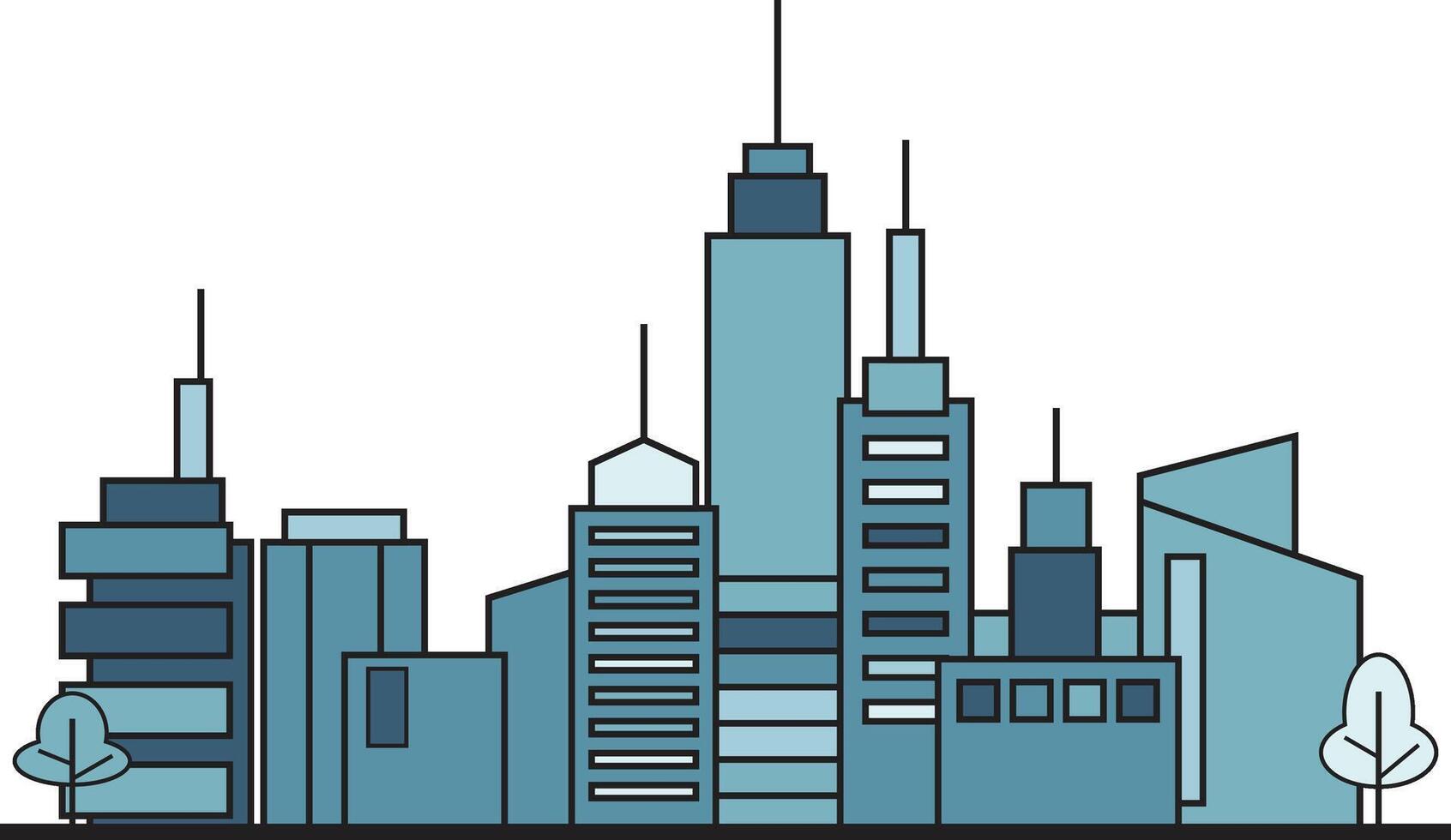 Modern Cityscape Illustration with Skyscrapers in Flat Design vector