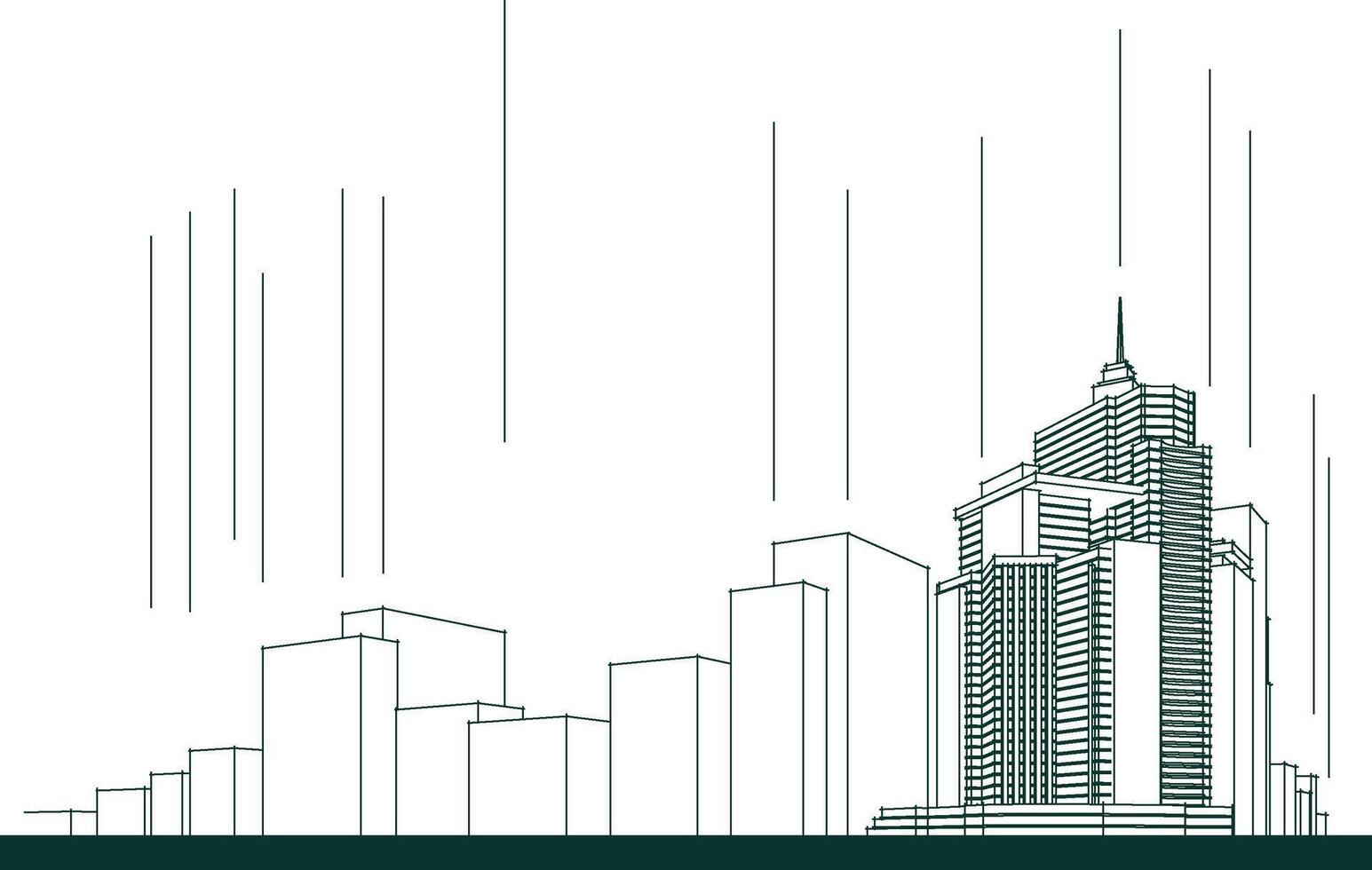 3D Architectural Perspective and Sketch Designs vector