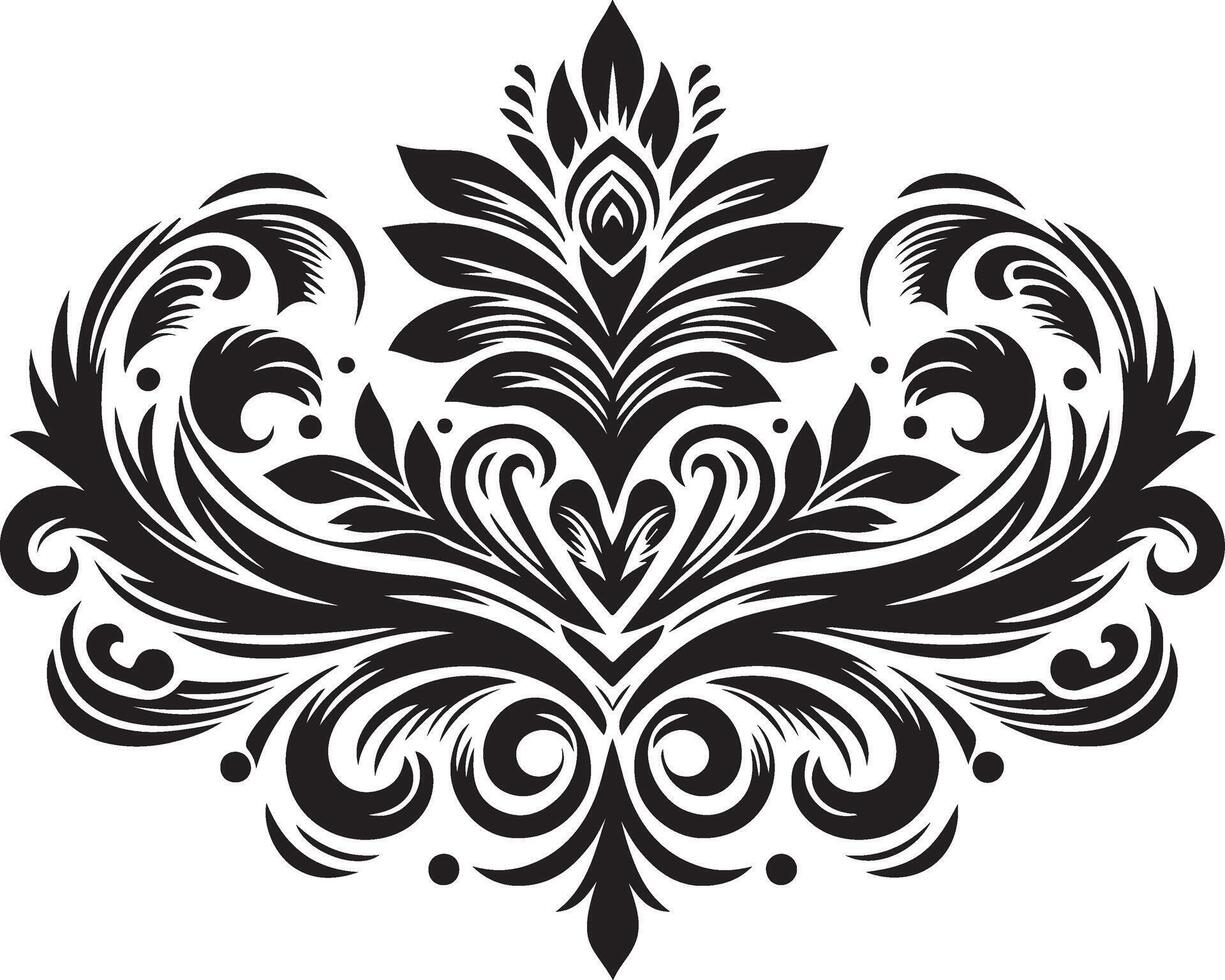 a black and white design with a floral pattern vector