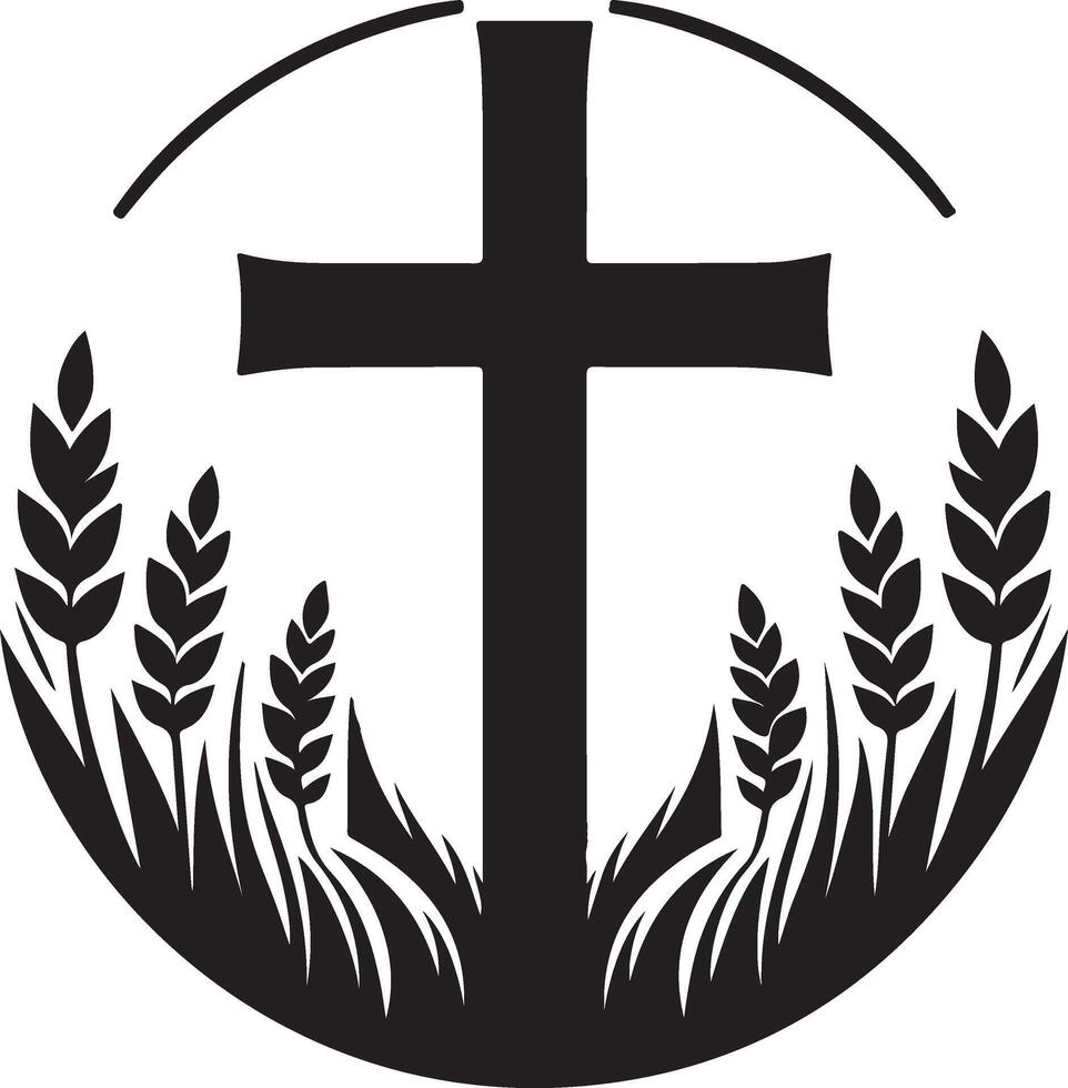 cross with jesus silhouette art vector