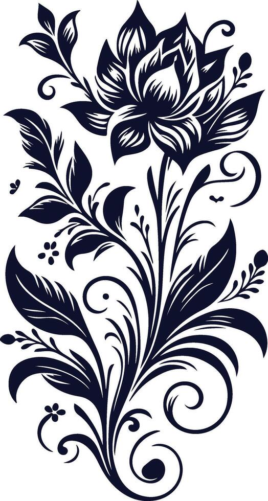 a black and white floral design on a white background vector