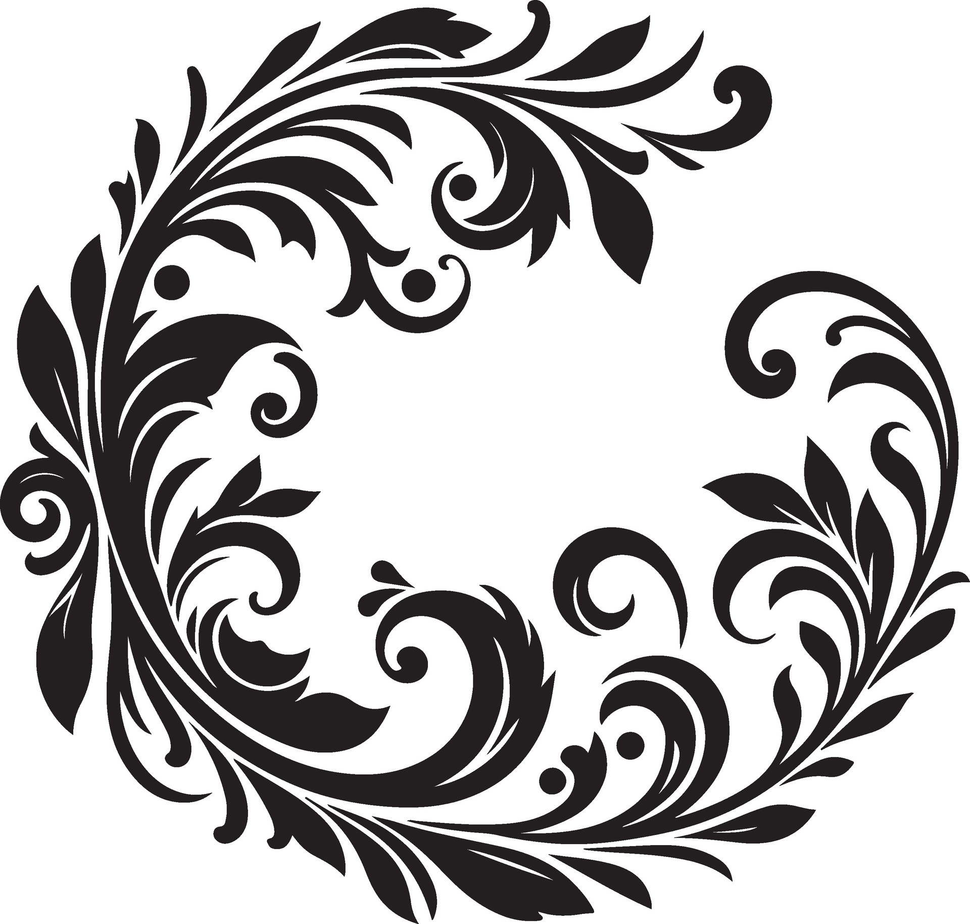 a black and white floral design in the shape of a c 47468793 Vector Art