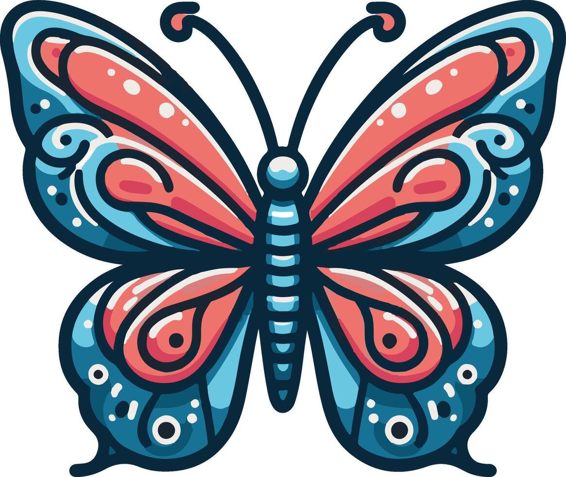 a colorful butterfly with blue and red wings vector