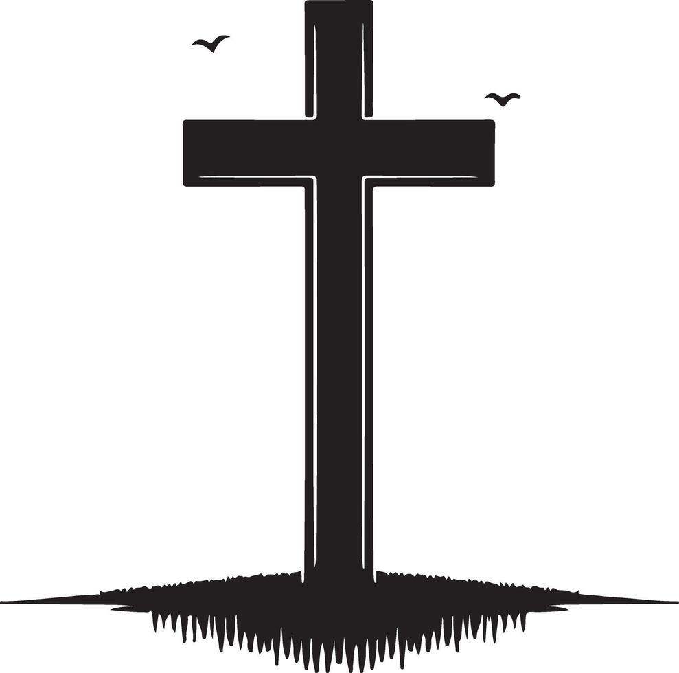 cross with jesus silhouette art vector