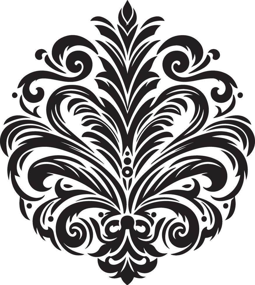 a black and white design with a floral pattern vector