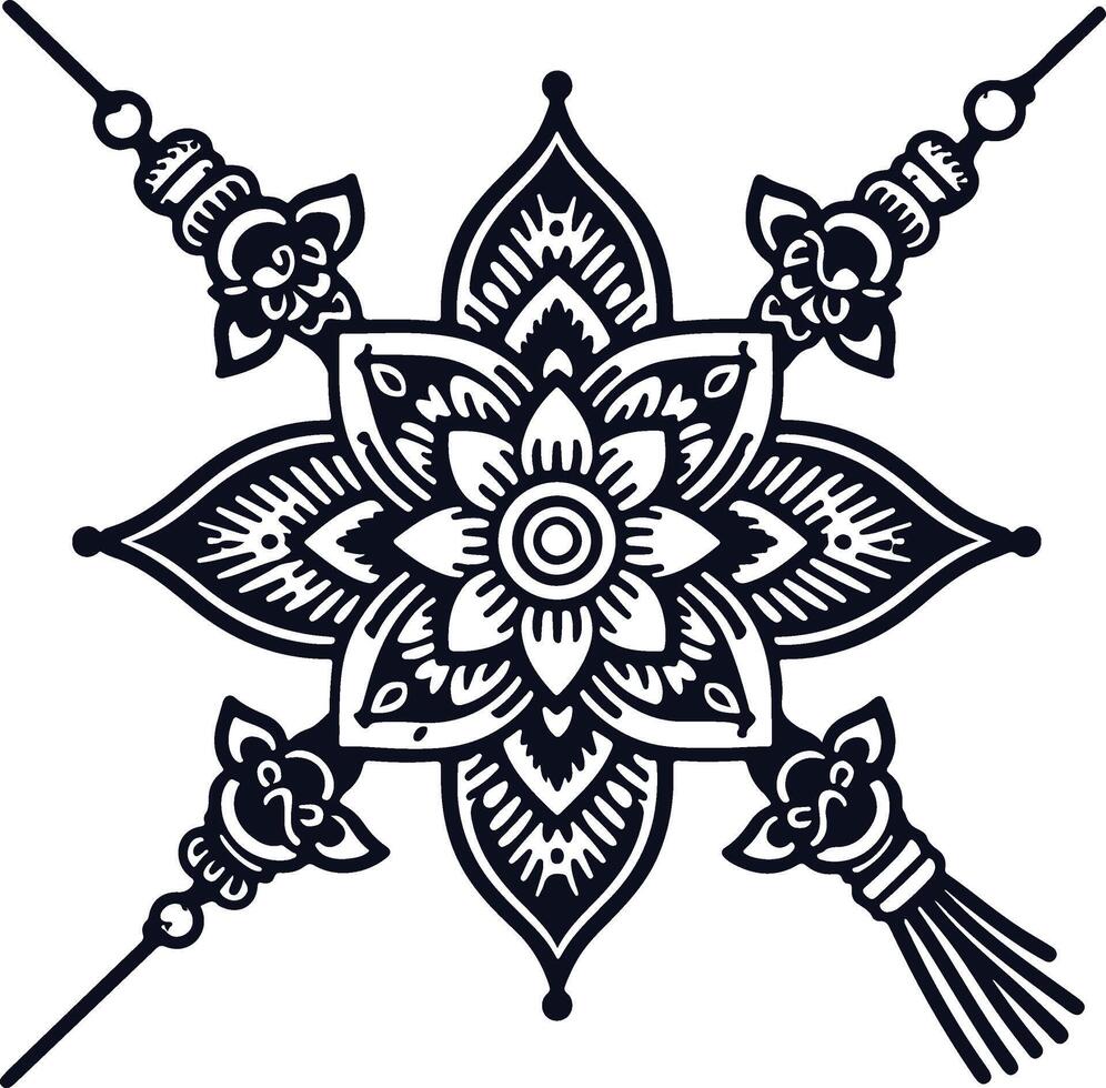 a black and white design with a floral pattern vector