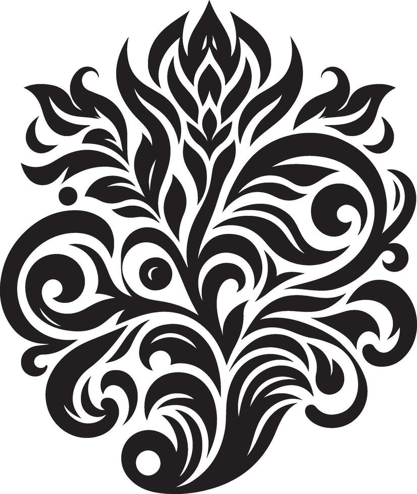 a black and white design with a floral pattern vector