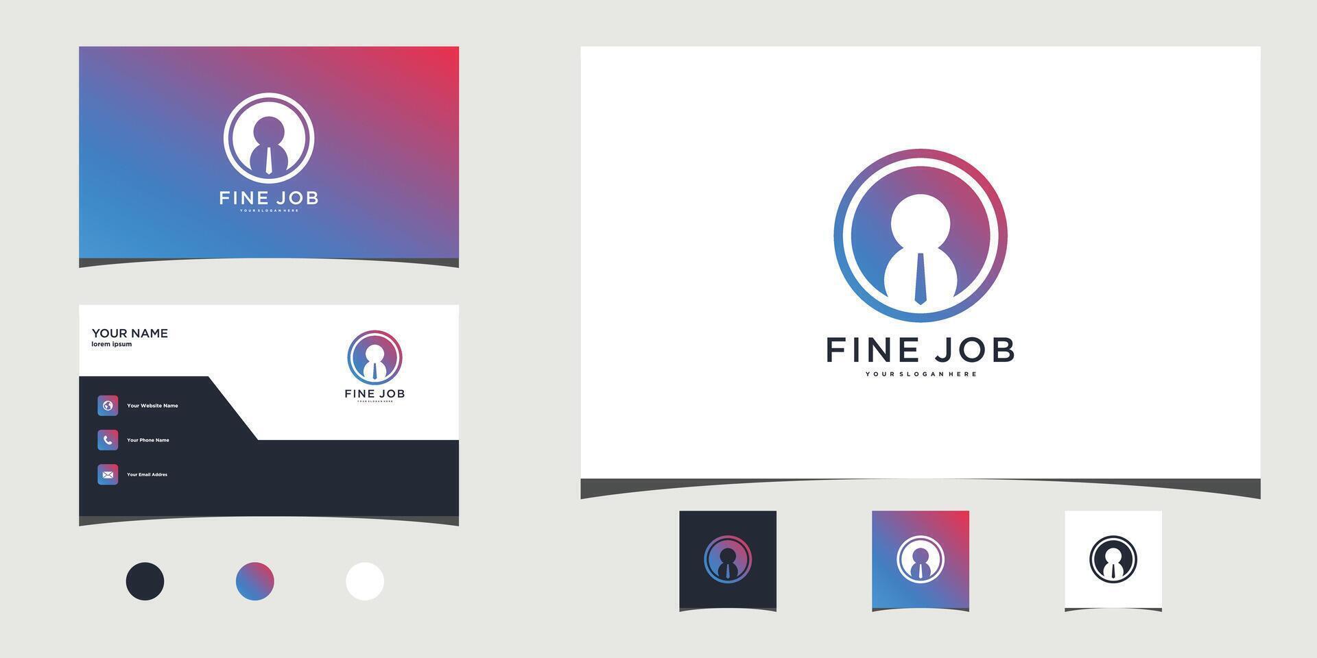 Design logo find job modern and busssines card. Premium vector