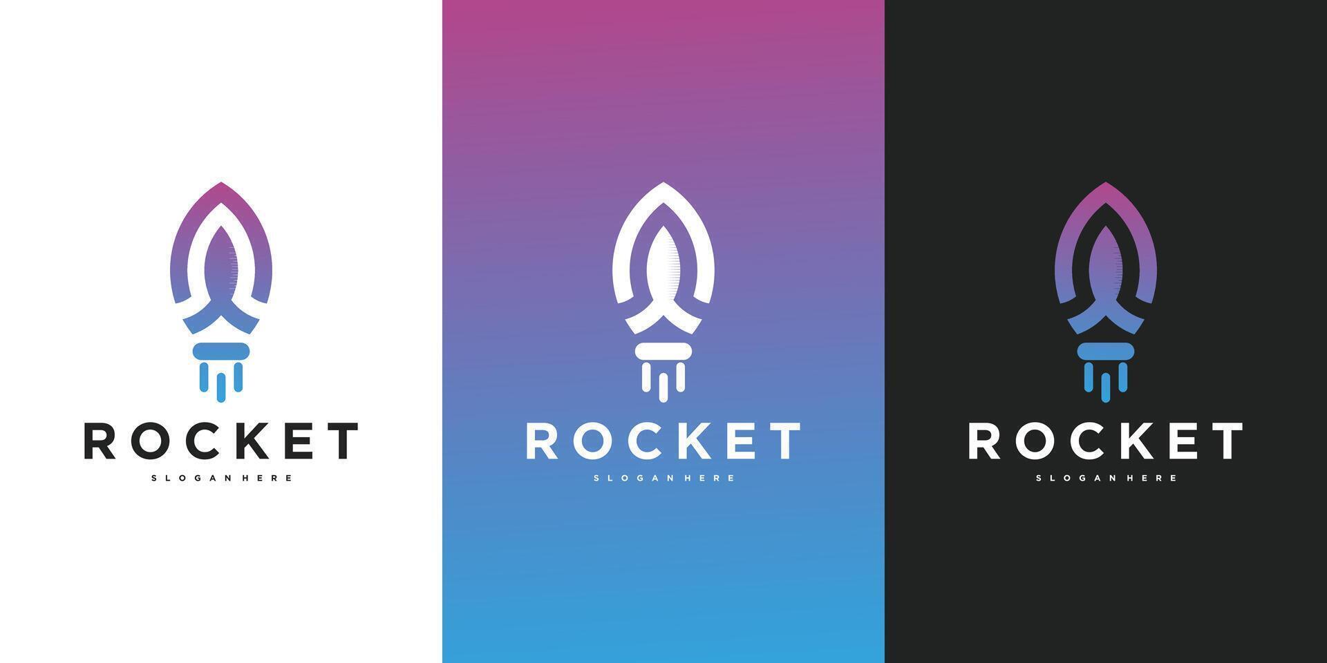 Rocket logo design with style unique. Premium vector