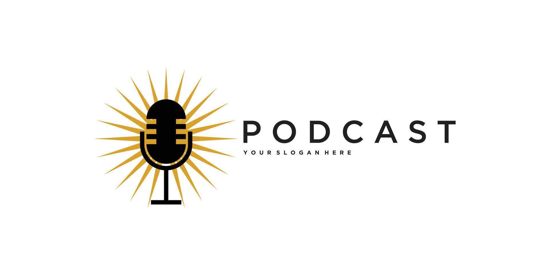 Mic and light logo design . Premium vector