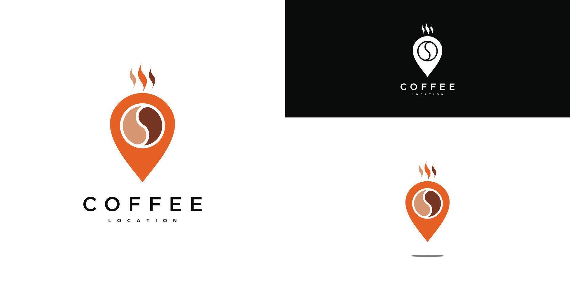 Coffee shop location pin logo design . Premium vector