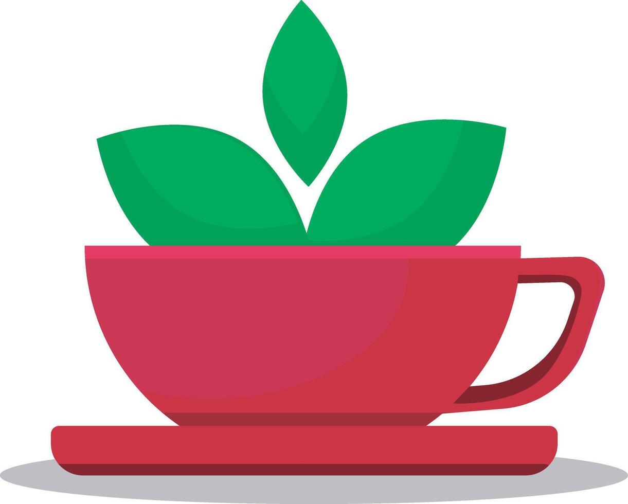pink color cup with tree simple cartoon modern illustration with white background vector