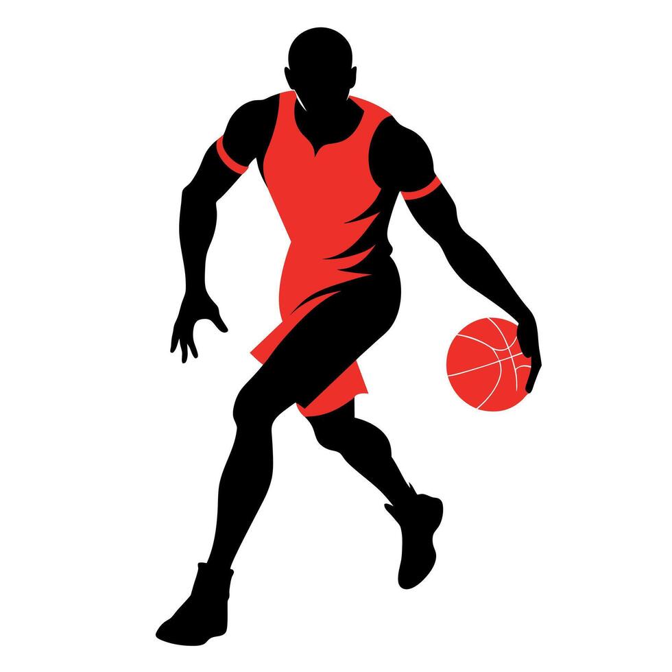Grunge Basketball player black color silhouette isolated white background vector