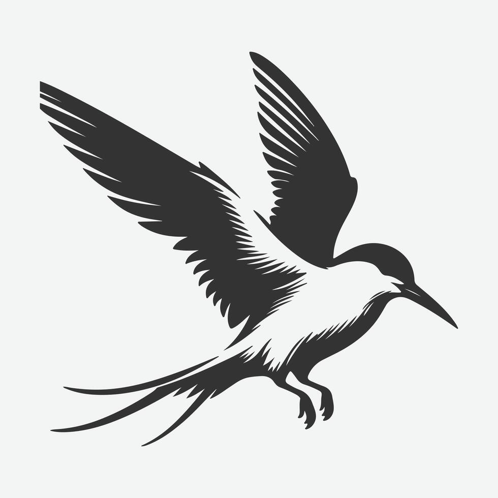 Majestic Tern Silhouette Soaring Across the Sky vector