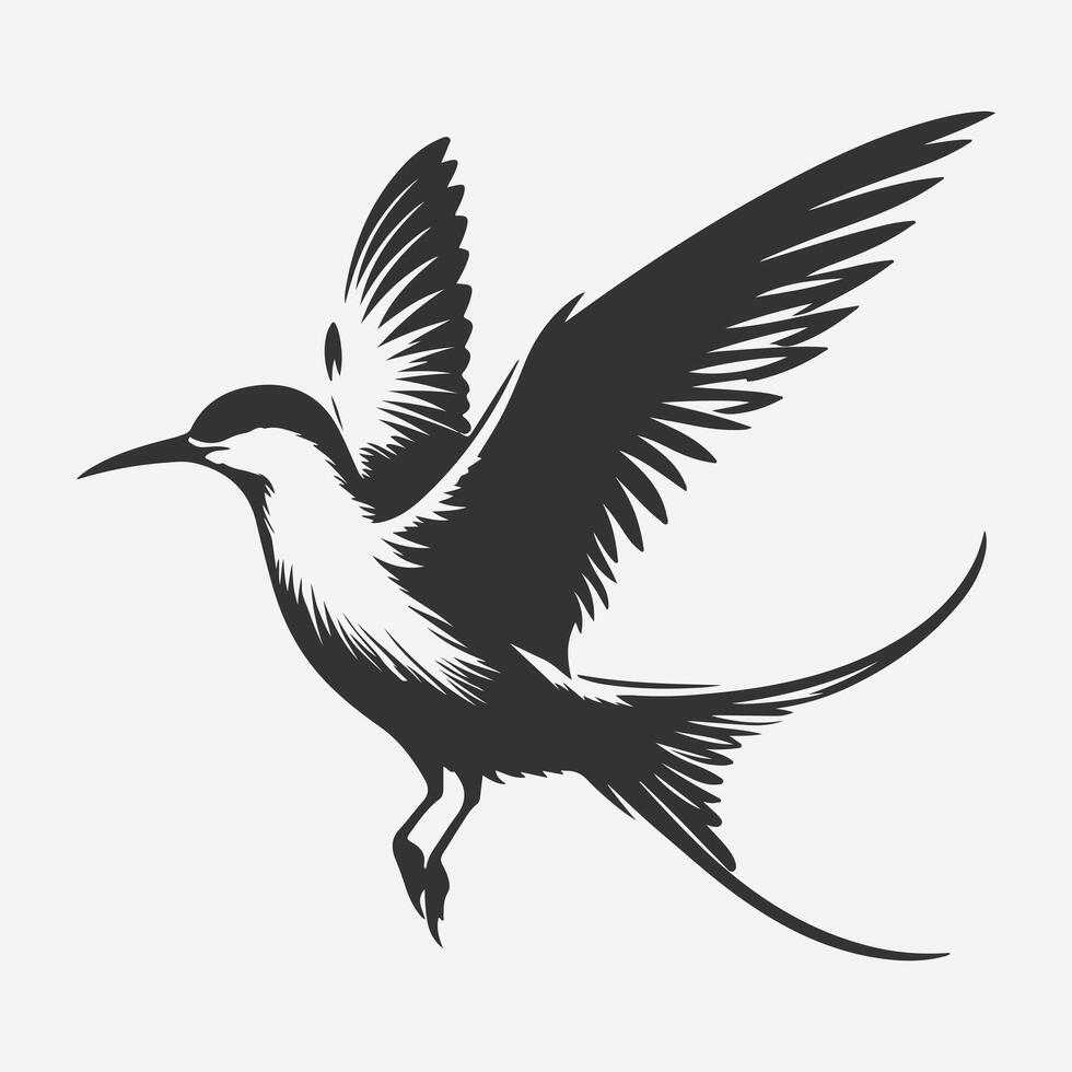 Majestic Tern Silhouette Soaring Across the Sky vector