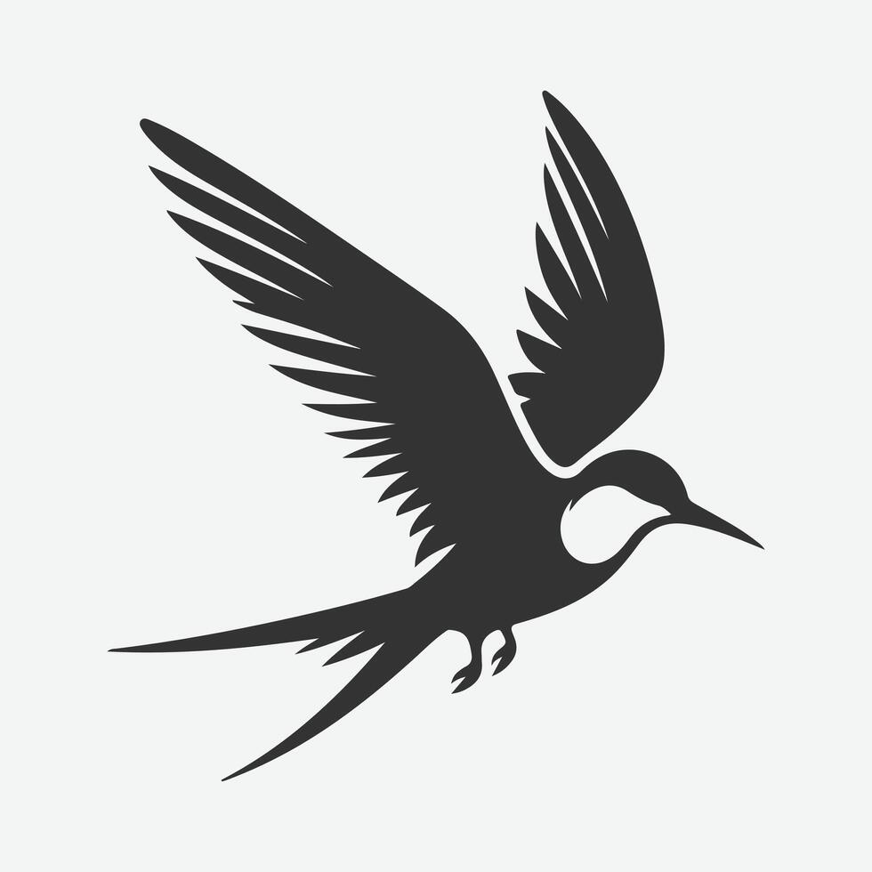 Majestic Tern Silhouette Soaring Across the Sky vector