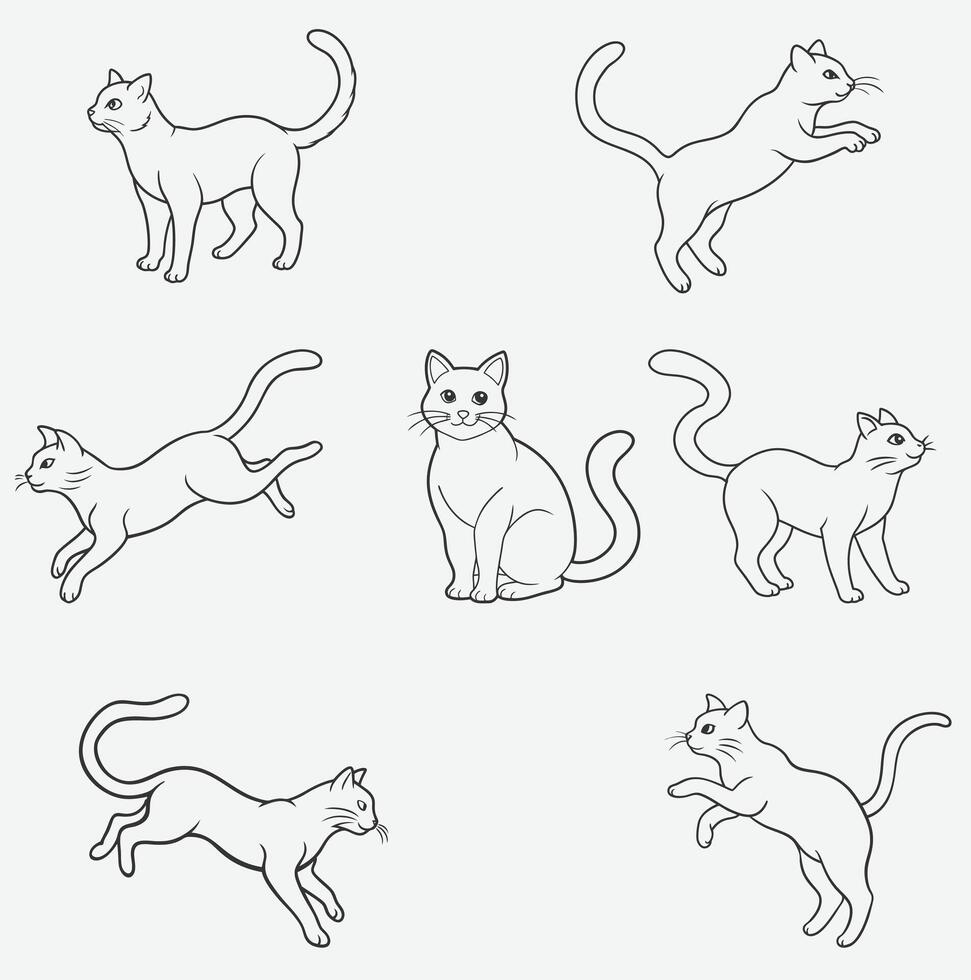 Ultimate Cat Line Art Set, Over 100 Exquisite Designs for Creatives vector