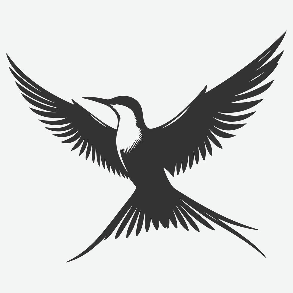 Majestic Tern Silhouette Soaring Across the Sky vector
