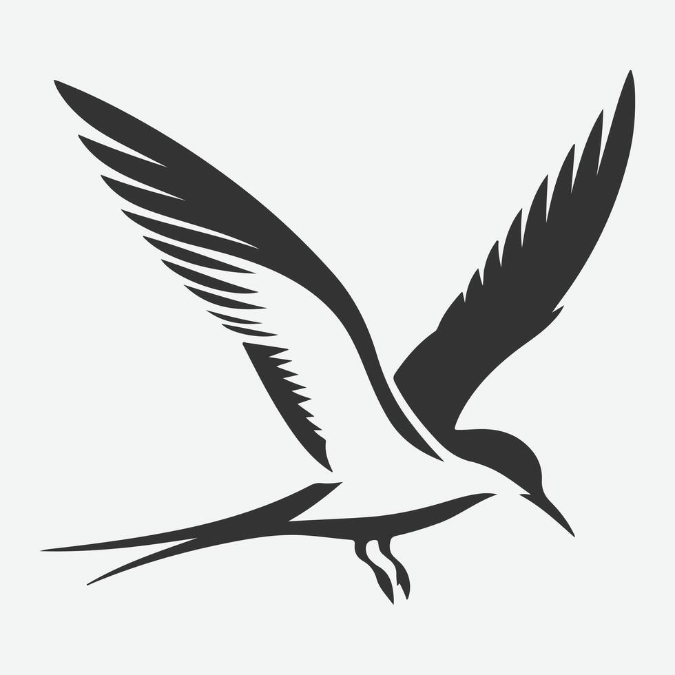 Majestic Tern Silhouette Soaring Across the Sky vector