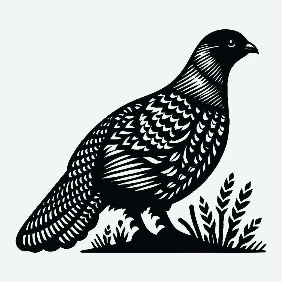 Majestic Grouse Silhouette, A Stunning Representation of Wilderness Beauty vector