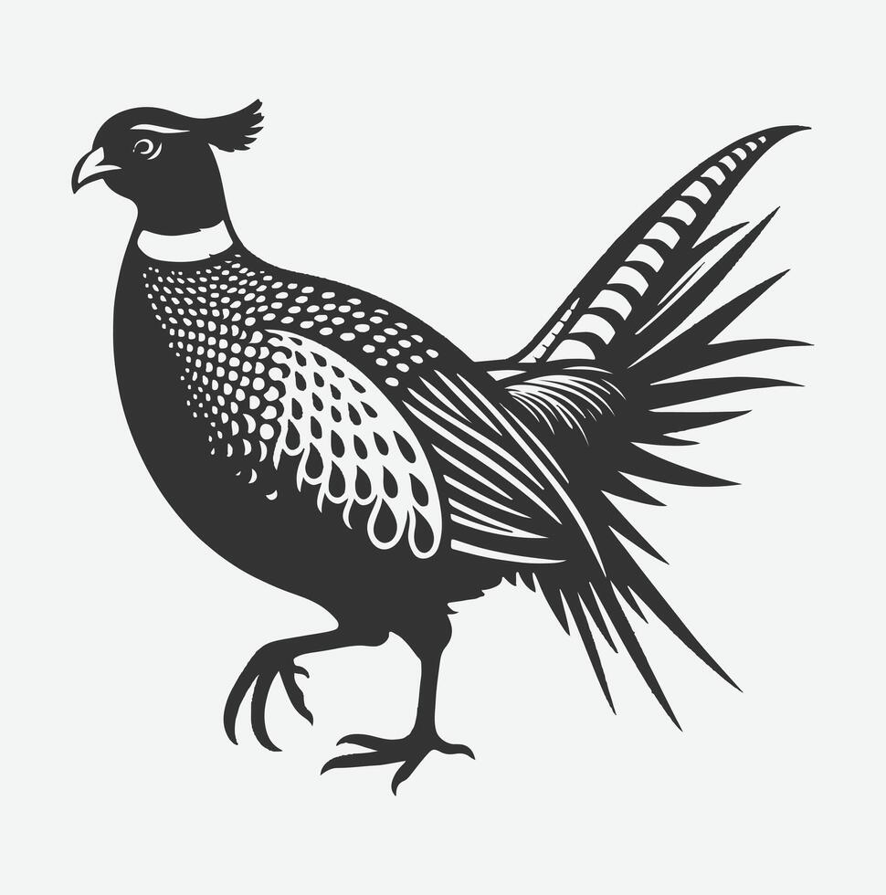 Majestic Pheasant Silhouette, Captivating Avian Art for Nature Lovers white background vector