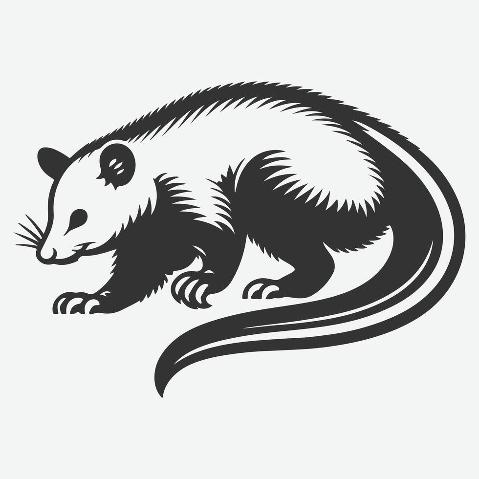 Stunning Possum Silhouette, Captivating Wildlife Art in Shadow Form vector
