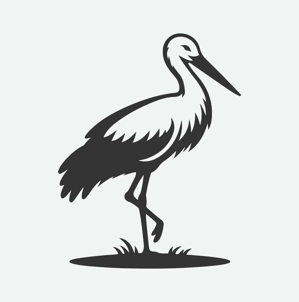 Majestic Stork Silhouette, Graceful Elegance in Flight white background vector
