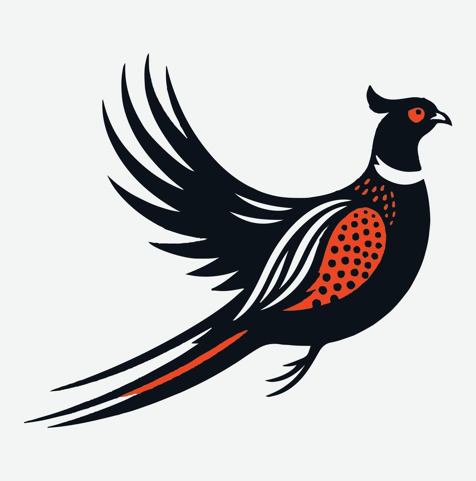 Majestic Pheasant Silhouette, Captivating Avian Art for Nature Lovers white background vector