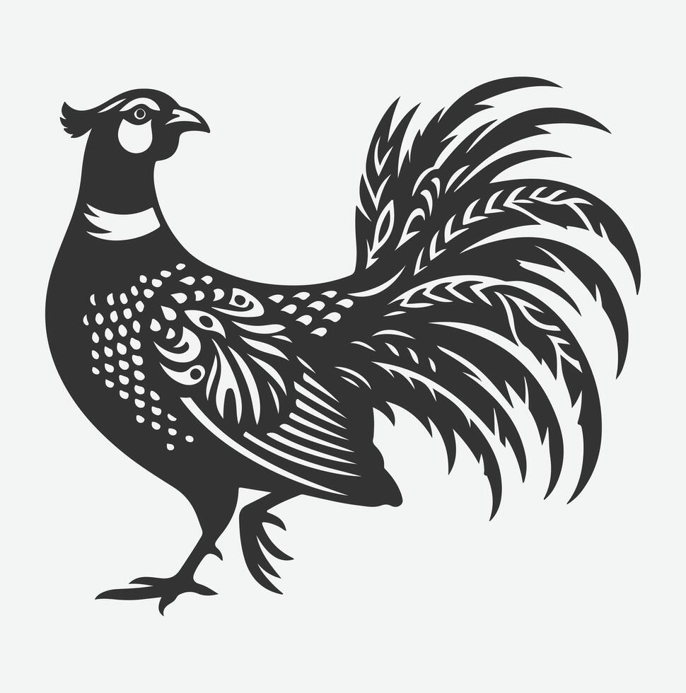 Majestic Pheasant Silhouette, Captivating Avian Art for Nature Lovers white background vector