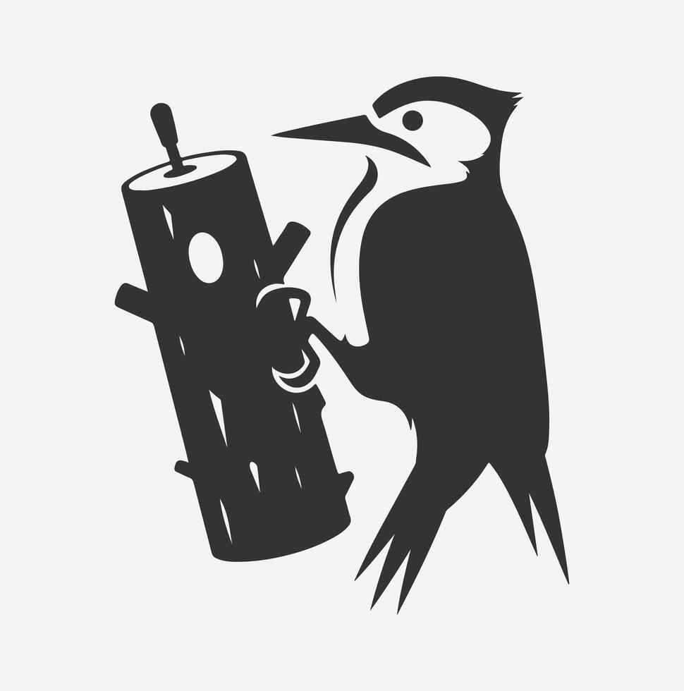 Majestic Woodpecker Silhouette,A Symbol of Nature's Resilience white background vector