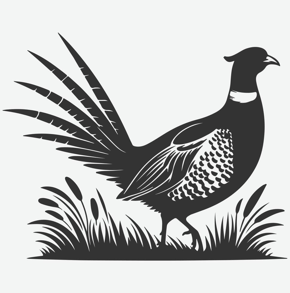 Majestic Pheasant Silhouette, Captivating Avian Art for Nature Lovers white background vector